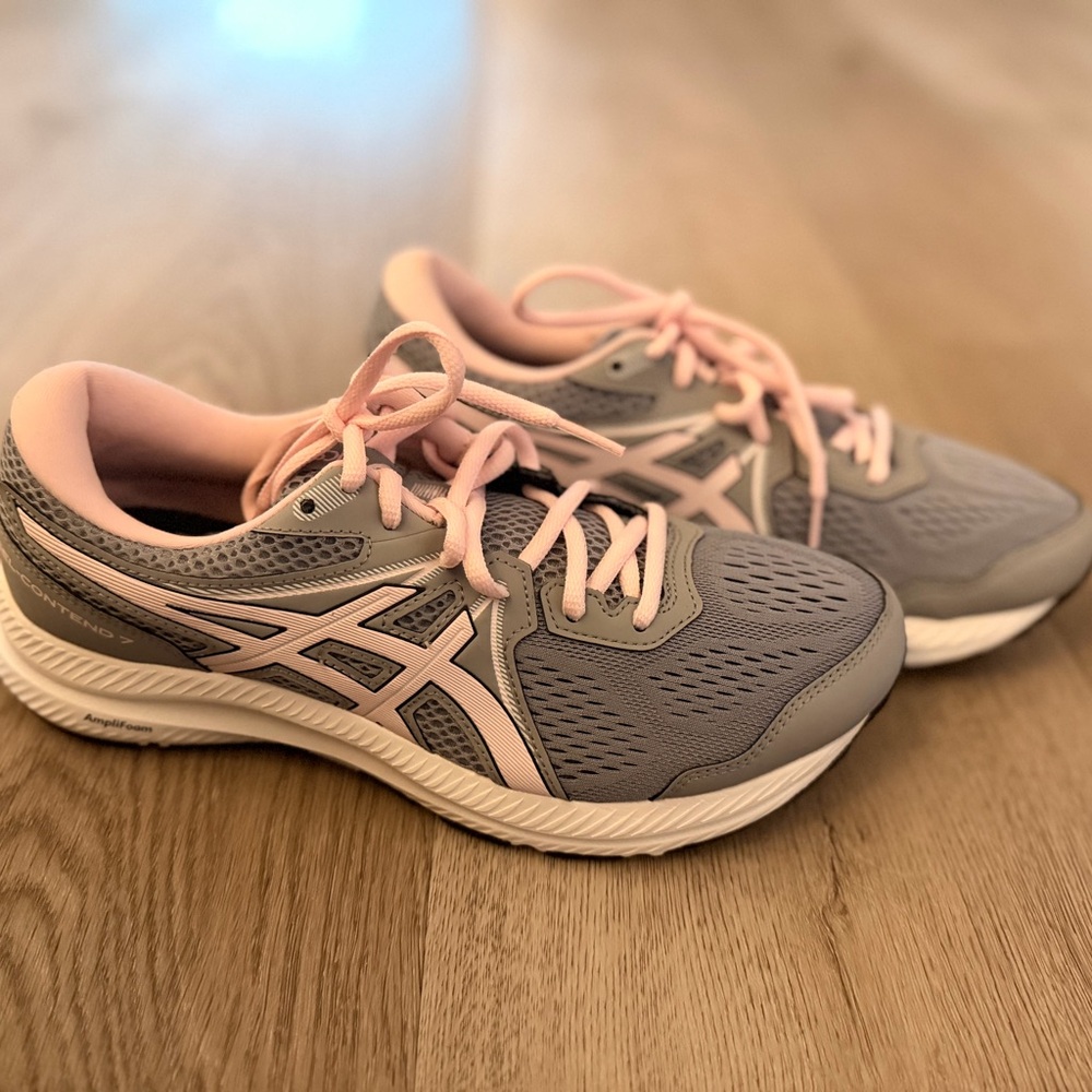 Asics Women’s Athletic Shoes — Gray with Light Pink Trim